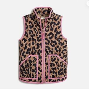 Crewcuts Leopard Print Vest with Pink Trim
